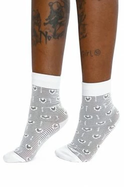 My Violet White Mesh Heart Socks New Arrivals