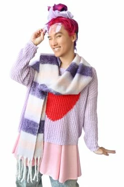 My Violet Cozy Stripe Oversized Scarf - Purple