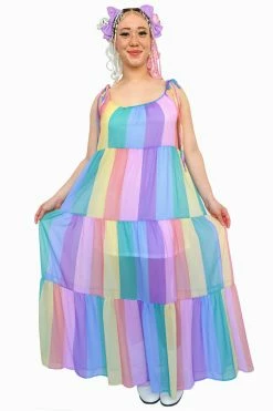 My Violet Rainbow Panel Maxi Dress