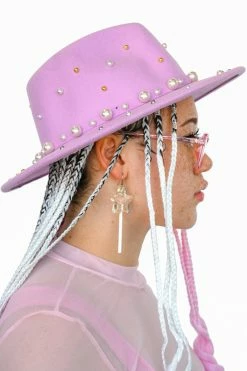 My Violet New Arrivals Pearl Flat Brim Hat - Lilac