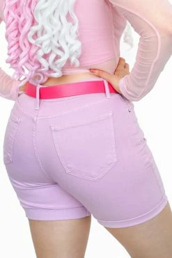 My Violet Denim Biker Shorts