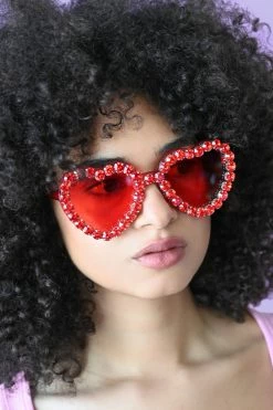 My Violet Sparkle Heart Sunnies - Red