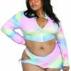 My Violet Rainbow Waves Bikini Set (Plus Size)