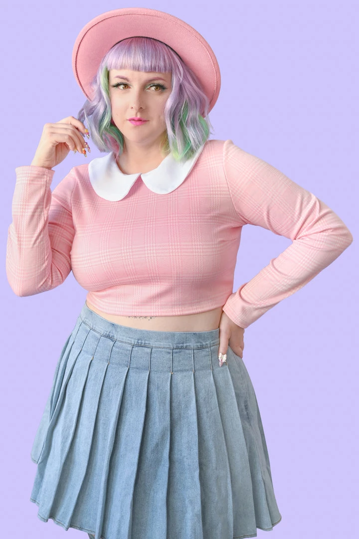 My Violet Debbie Long Sleeve Crop Top - Pink MV Originals