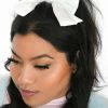 My Violet Satin Bow - White
