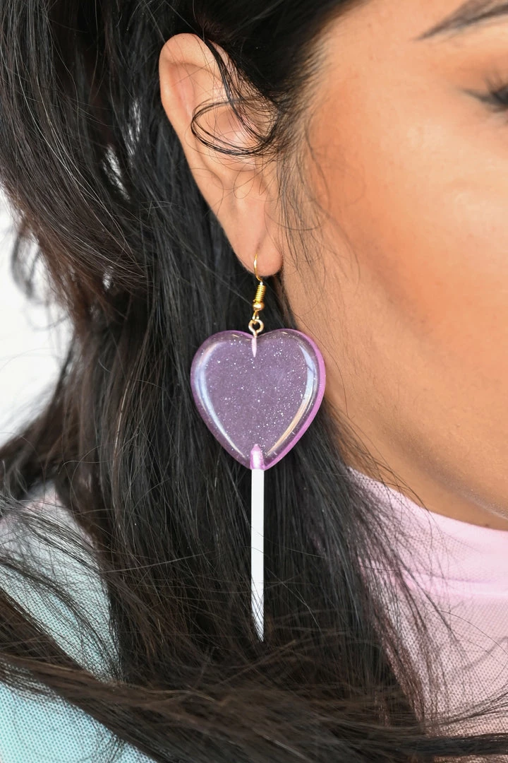 My Violet Heart Lollipop Earrings