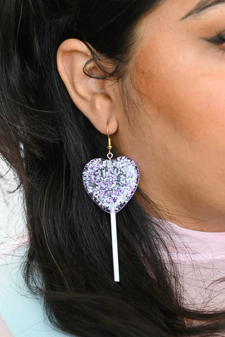 My Violet Heart Lollipop Earrings