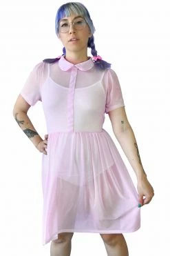 My Violet Courtney Mesh Babydoll Dress - Ballet Pink MV Originals