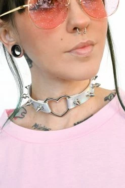 My Violet Tough Love Choker - Silver Holo