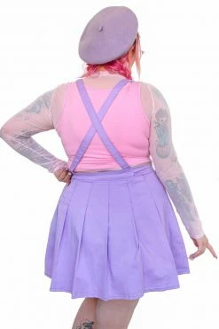 My Violet New Arrivals Suspended Denim Pleated Skirt - Lavender