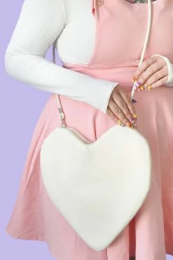 My Violet White Heart Crossbody Bag