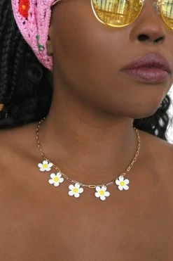 My Violet Daisy Chain Charm Necklace