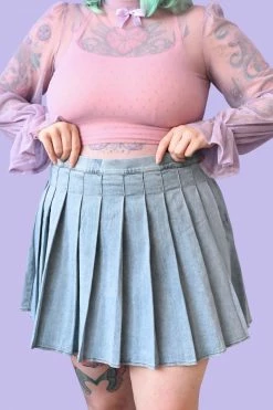 My Violet New Arrivals Summer School Pleated Denim Skirt