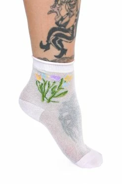 My Violet New Arrivals Pink Mesh Tulip Socks