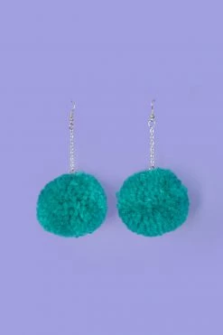 My Violet New Arrivals Pompom Drop Earrings - Teal