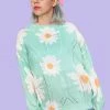 My Violet Aster Lightweight Sweater - Mint