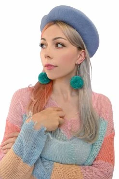 My Violet New Arrivals Pompom Drop Earrings - Teal