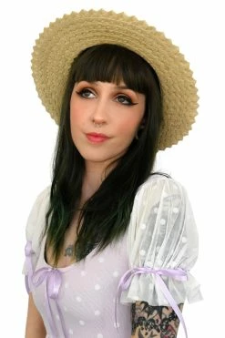 My Violet Dandy Picnic Straw Boater Hat Accessories