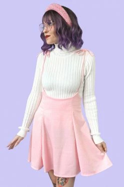 My Violet Debbie Suspender Skirt - Pink Plaid