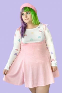 My Violet Debbie Suspender Skirt - Pink Plaid