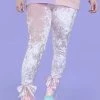 My Violet Lovely Bow Stretch Velvet Leggings - Pink MV Originals