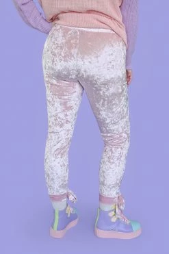 My Violet Lovely Bow Stretch Velvet Leggings - Pink MV Originals