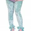 My Violet Lovely Bow Stretch Velvet Leggings - Aqua (Size XS&S Left!)