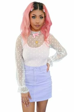 My Violet MV Originals Sheer Frills Blouse - White