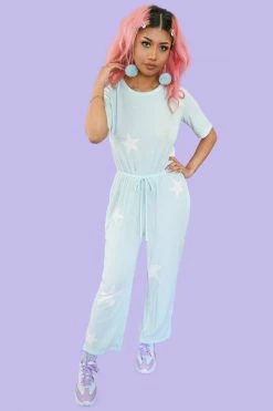 My Violet New Arrivals Sweet Star Mint Lounge Jumpsuit