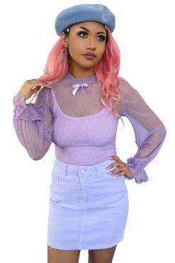 My Violet MV Originals Sheer Frills Blouse - Lavender