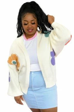 My Violet Oversized Colorful Daisy Cardigan
