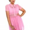 My Violet Courtney Mesh Babydoll Dress - Hot Pink