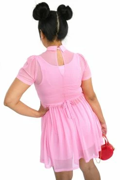 My Violet Courtney Mesh Babydoll Dress - Hot Pink
