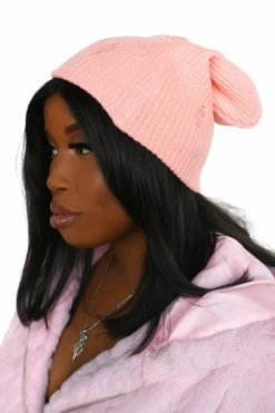 My Violet New Arrivals Distressed Slouchy Beanie - Pink