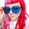 My Violet Rimless Heart Sunglasses - Blue