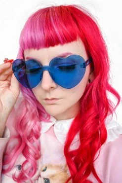 My Violet Rimless Heart Sunglasses - Blue