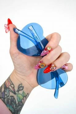 My Violet Rimless Heart Sunglasses - Blue