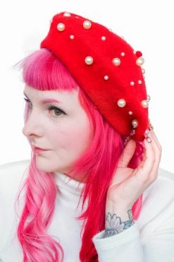 My Violet Pearl Dreams Beret - Red