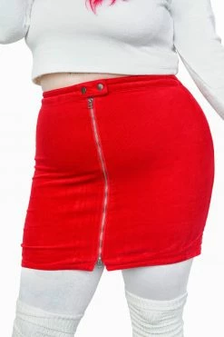 My Violet New Arrivals Zip Up Corduroy Skirt - Red (Small Left!)