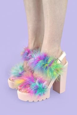 My Violet New Arrivals Cher Fluffy Platforms - Rainbow FINAL SALE