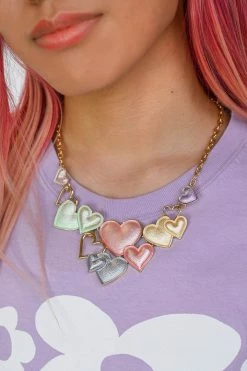 My Violet New Arrivals Pastel Cluster Heart Necklace