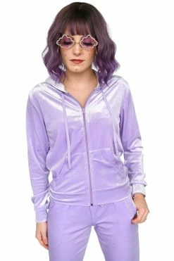 My Violet New Arrivals Lilac Velour Zip Up Hoodie - Large Left!