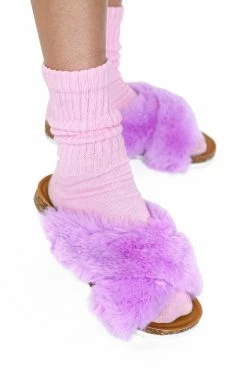 My Violet Lilac Fluffy Slides New Arrivals