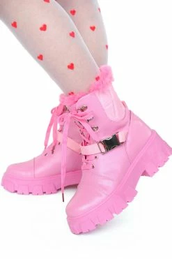 My Violet New Arrivals Pink Stomp Faux Fur Lined Boots