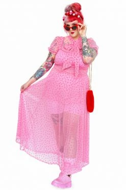 My Violet Venus Mesh Heart Maxi Dress