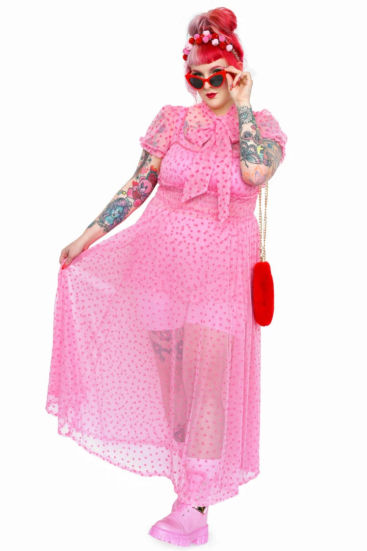 My Violet Venus Mesh Heart Maxi Dress