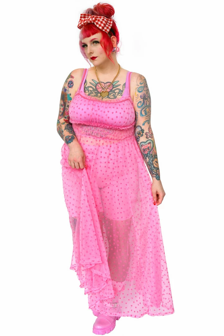 My Violet Venus Mesh Heart Maxi Dress