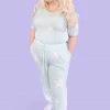 My Violet New Arrivals Sweet Star Mint Lounge Jumpsuit