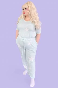 My Violet New Arrivals Sweet Star Mint Lounge Jumpsuit