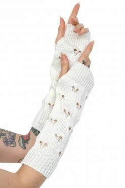 My Violet Shabby Heart Arm Warmers - White